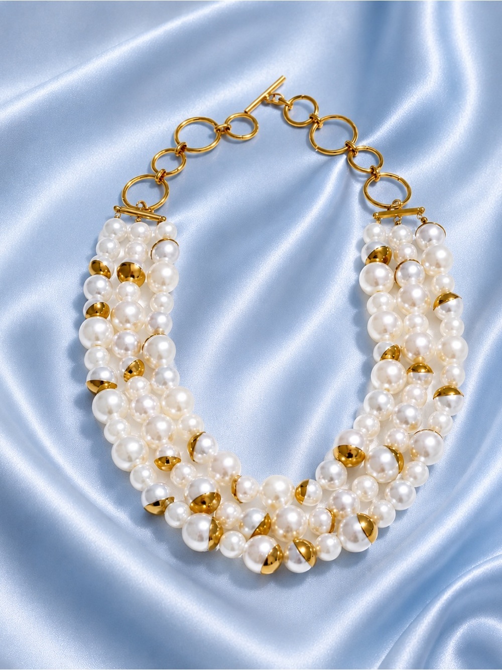 Royal Pearl Cascade Gold Necklace